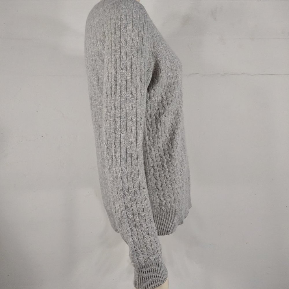 Charter Club gray 2-Ply 100% Cashmere cable knit pullover sweater ladies Medium - Picture 3 of 6